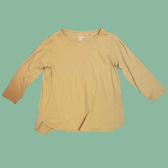 ✨ Kirkland Signature Mustard Yellow 100% Cotton 3/4 Sleeve Top | Size M - Picture 3 of 7